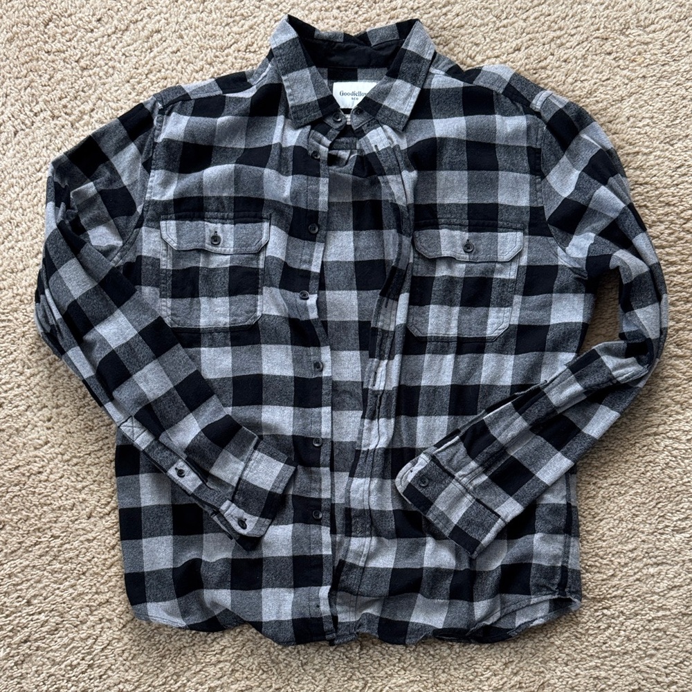 Goodfellow & Co Black and Gray Checkered Shirt